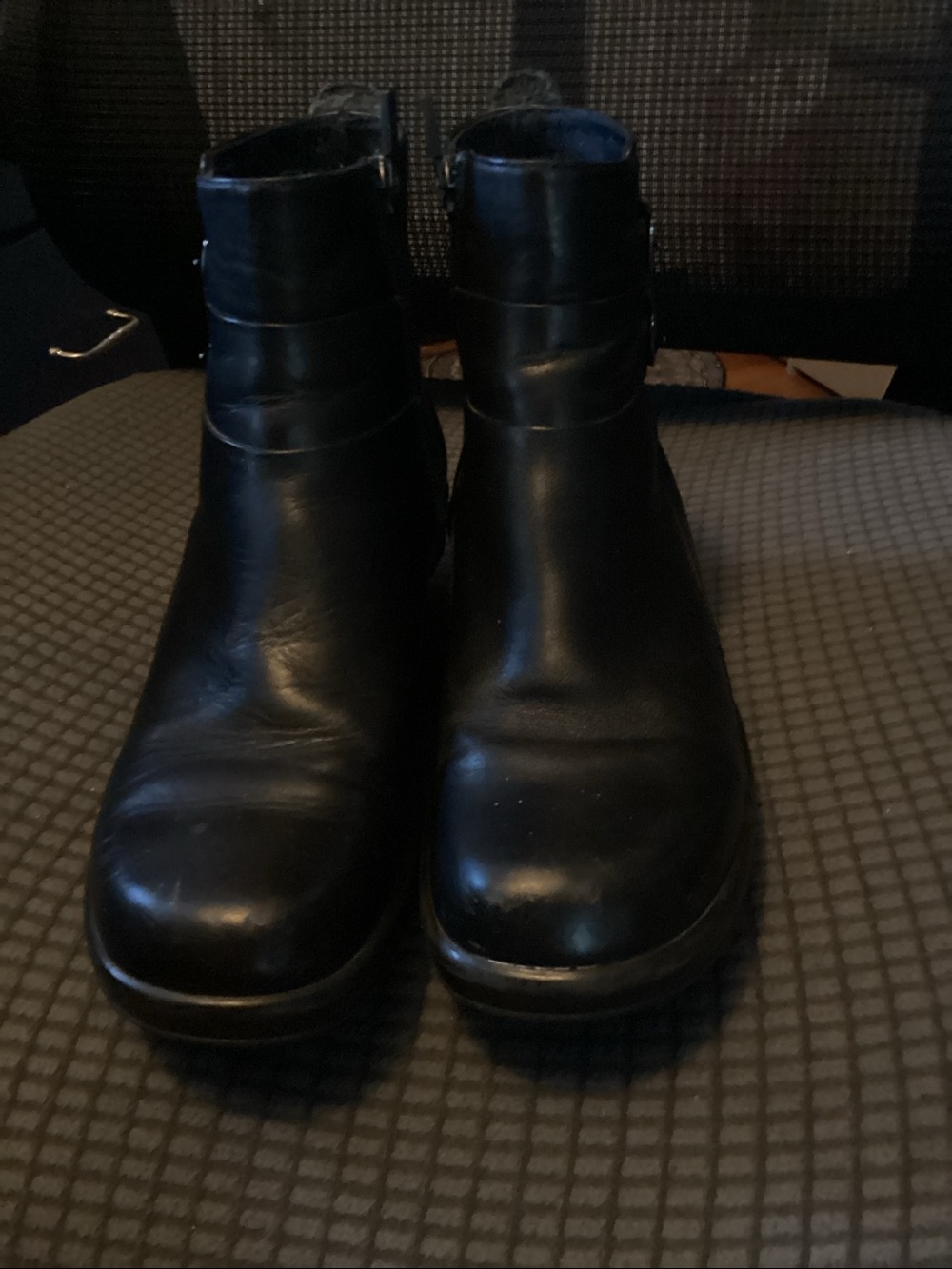 Dansko Boots Womens 37 US 6.5-7 Leather Ankle Buckle Zip Comfort Moto Black
